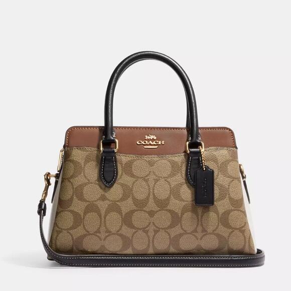 NWT Coach Mini Darcie Carryall Bag In Colorblock Signature Canvas Purse980 - Picture 7 of 13